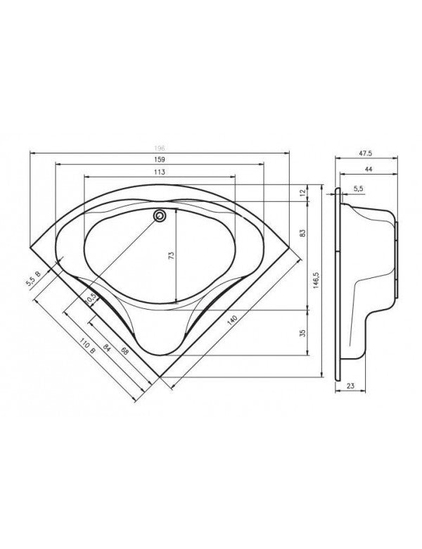 Vasca da bagno angolare in acrilico RIHO NEO 140x140 cm