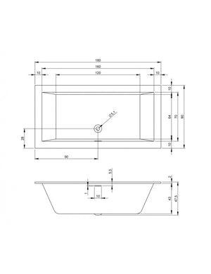 RIHO RETHINK CUBIC Vasca da bagno in acrilico 180x90 cm