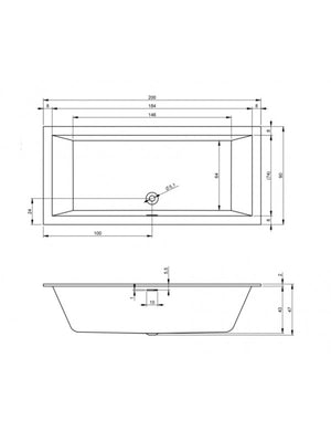 RIHO RETHINK CUBIC Vasca da bagno in acrilico 200x90 cm