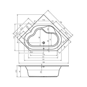 RIHO WINNIPEG vasca da bagno angolare in acrilico 145x145 cm