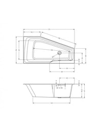 RIHO RETHINK SPACE M Vasca da bagno angolare sinistra in acrilico Plug&Play 170x90 cm