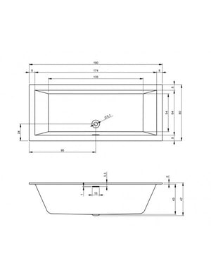 RIHO RETHINK CUBIC Vasca da bagno plug&play sinistra 190x80 cm
