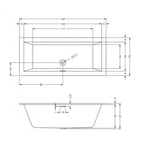 RIHO RETHINK CUBIC Plug&Play Back2Wall Vasca da bagno 160x70 cm