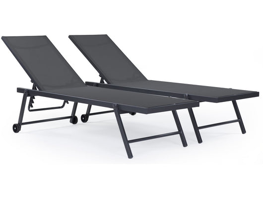 Lettino prendisole Set 2 lettini in textilene e alluminio Jolia  Phoenix  colore Grigio scuro