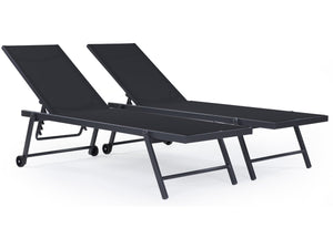 Set di 2 lettini in textilene e alluminio "Jolia" - Phoenix - Nero