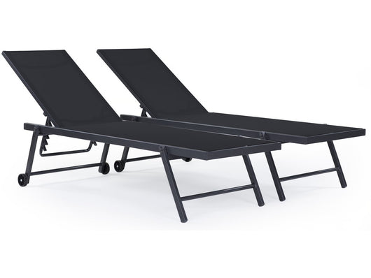 Set di 2 lettini in textilene e alluminio "Jolia" - Phoenix - Nero