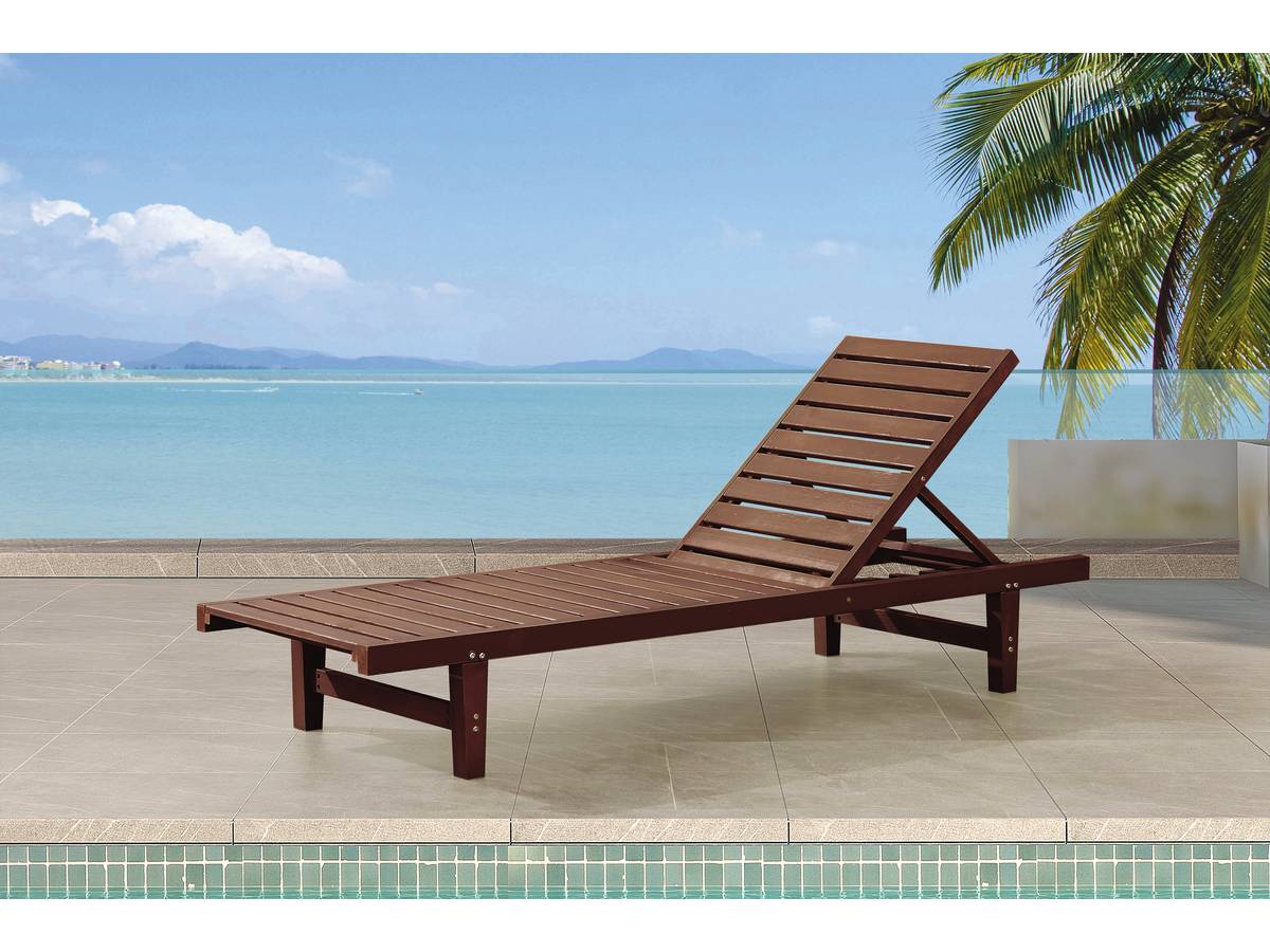 Set di 2 lettini di legno Rawai - Marrone