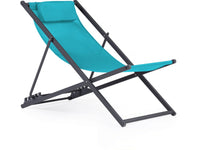 Set di 2 sedie in acciaio Textilene con poggiatesta colore blu