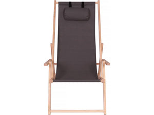 Set di 2 sedie a sdraio in legno "Chilienne" con braccioli - 107 x 56,5 x 81 cm - Grigio Scuro