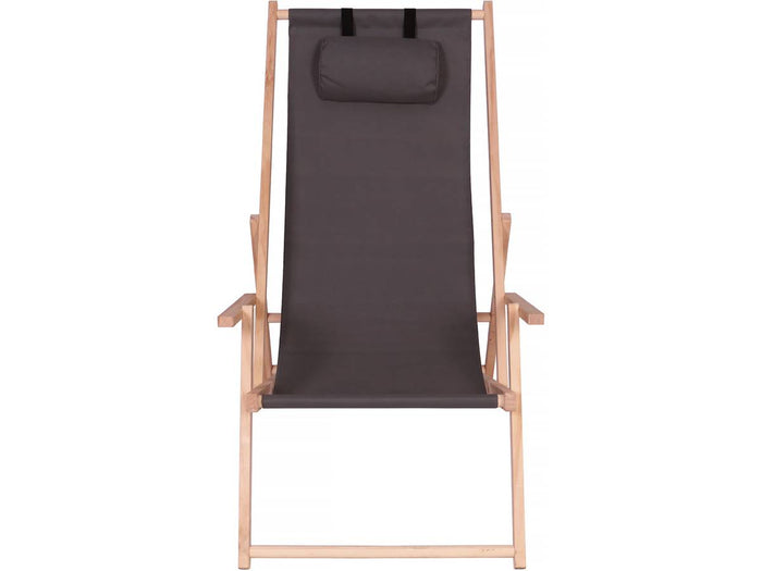 Set di 2 sedie a sdraio in legno "Chilienne" con braccioli - 107 x 56,5 x 81 cm - Grigio Scuro