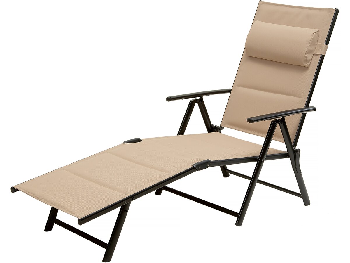 Set di 2 lettini pieghevoli in metallo e textilene "Hevea" - Beige