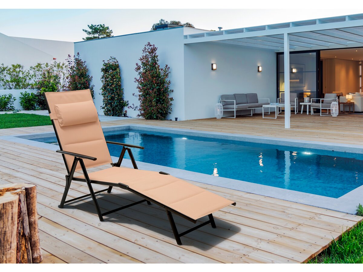 Set di 2 lettini pieghevoli in metallo e textilene "Hevea" - Beige