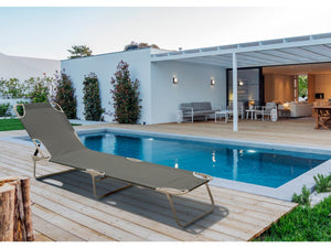 Lettino pieghevole "Elsa" in metallo e textilene - Grigio