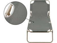 Lettino pieghevole "Elsa" in metallo e textilene - Grigio