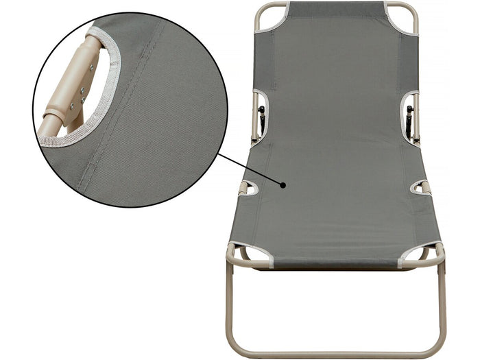 Lettino pieghevole "Elsa" in metallo e textilene - Grigio