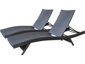 Set di 2 lettini prendisole in resina intrecciata "Arthur" - Marrone