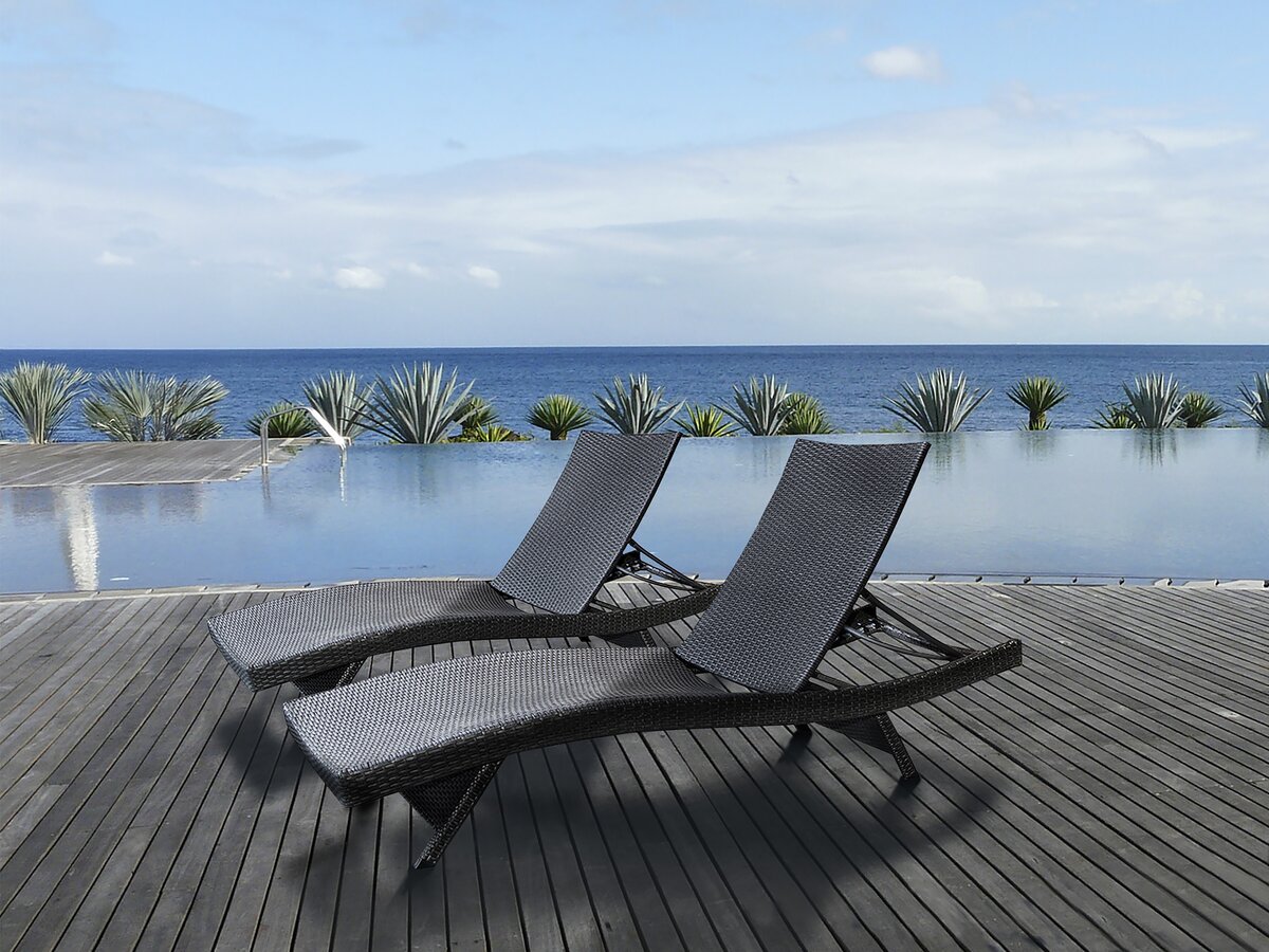 Set di 2 lettini prendisole in resina intrecciata "Arthur" - Marrone