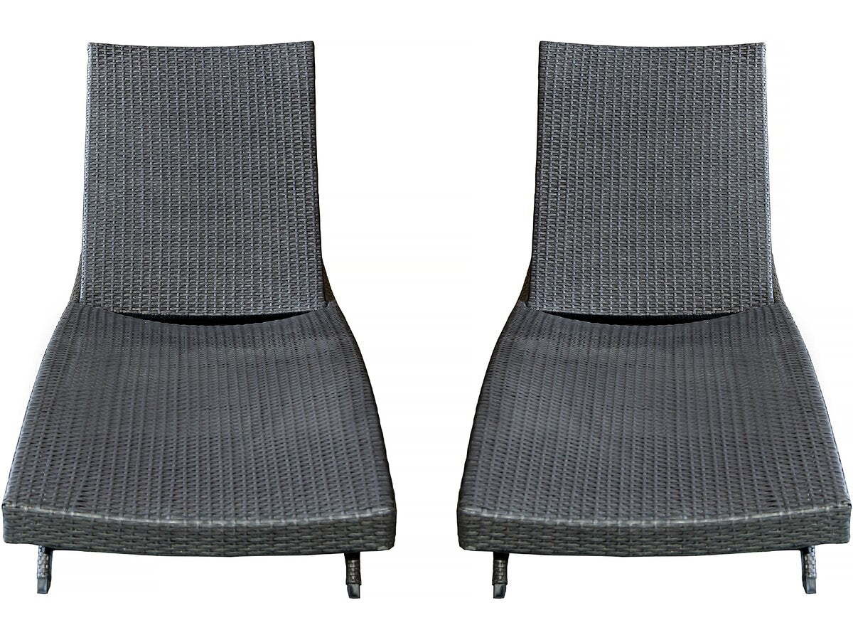 Set di 2 lettini prendisole in resina intrecciata "Arthur" - Marrone