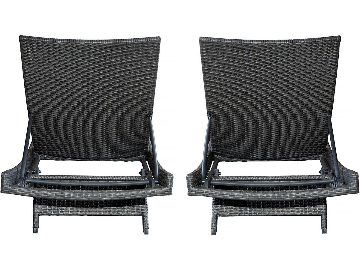 Set di 2 lettini prendisole in resina intrecciata "Arthur" - Marrone