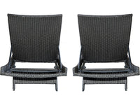 Set di 2 lettini prendisole in resina intrecciata "Arthur" - Marrone