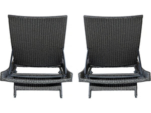 Set di 2 lettini prendisole in resina intrecciata "Arthur" - Marrone