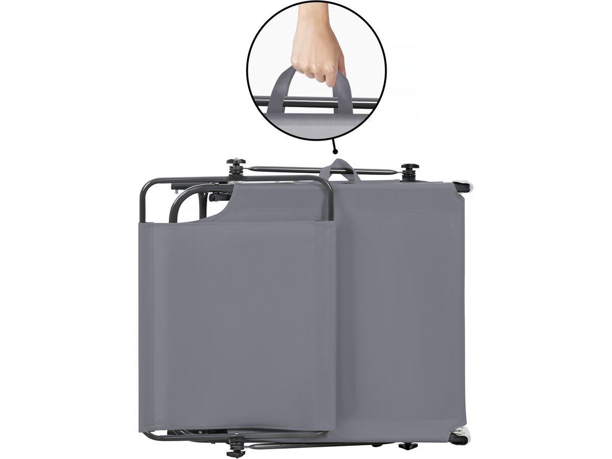 Set di 2 lettini prendisole pieghevoli "Lazy" - Con parasole - Grigio