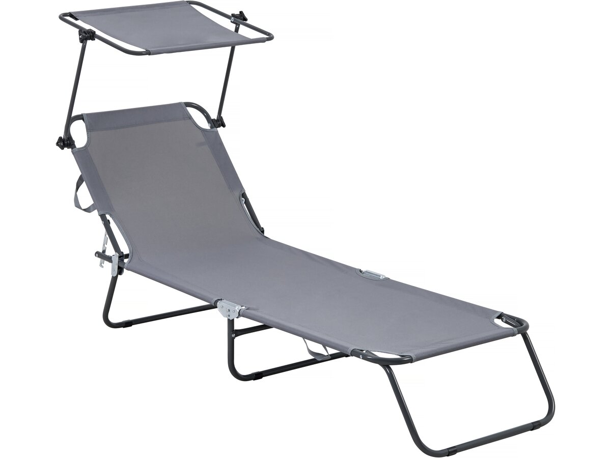Lettino prendisole pieghevole "Lazy" - Con parasole - Grigio