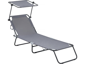 Lettino prendisole pieghevole "Lazy" - Con parasole - Grigio