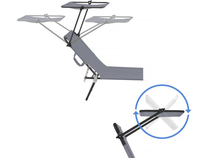 Lettino prendisole pieghevole "Lazy" - Con parasole - Grigio