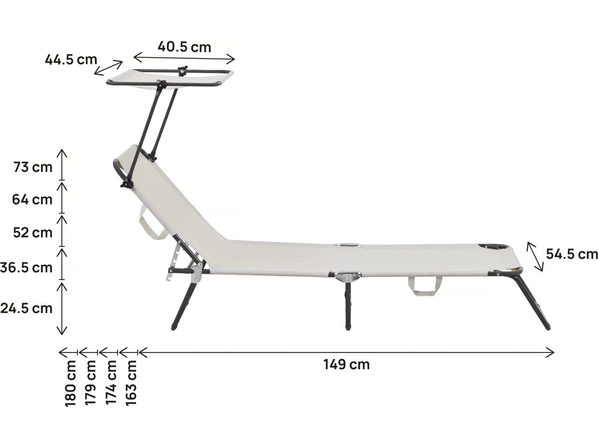Set di 2 lettini prendisole pieghevoli "Lazy" - Con parasole - Beige