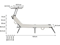 Set di 2 lettini prendisole pieghevoli "Lazy" - Con parasole - Beige