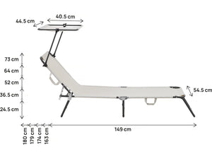 Set di 2 lettini prendisole pieghevoli "Lazy" - Con parasole - Beige