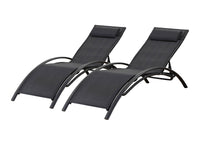 Set di 2 lettini prendisole Beauty "Phoenix" in alluminio Nero