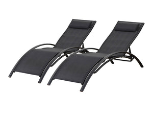 Set di 2 lettini prendisole Beauty "Phoenix" in alluminio Nero