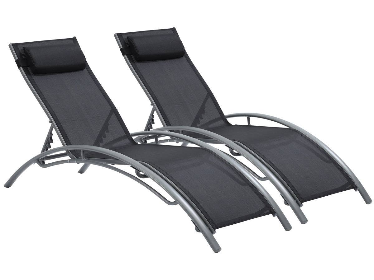 2 lettini in alluminio Beauty - PHOENIX - Nero - set di 2