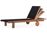 Lettino da sole in legno esotico "Saigon" - Acero - Nero