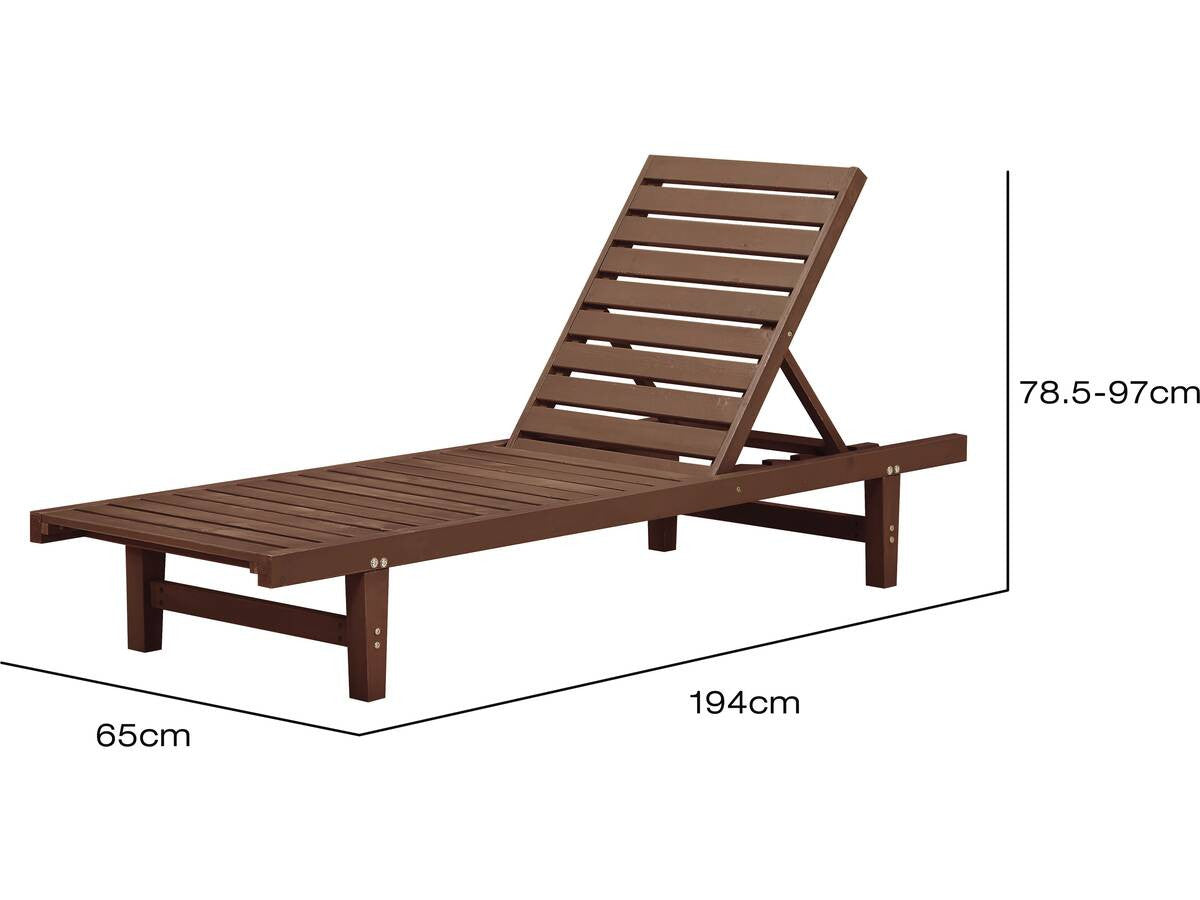 Lettino in legno "Rawai" - Marrone