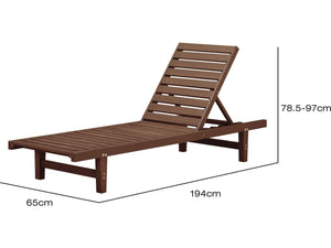 Lettino in legno "Rawai" - Marrone
