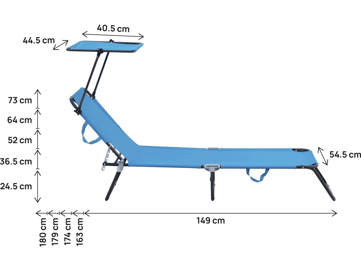 Set di 2 lettini prendisole pieghevoli "Lazy" - Con parasole - Blu