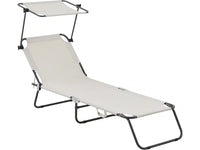 Lettino prendisole pieghevole "Lazy" - Con parasole - Beige