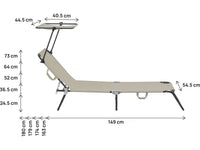 Set di 2 lettini prendisole pieghevoli "Lazy" - Con parasole - Tortora