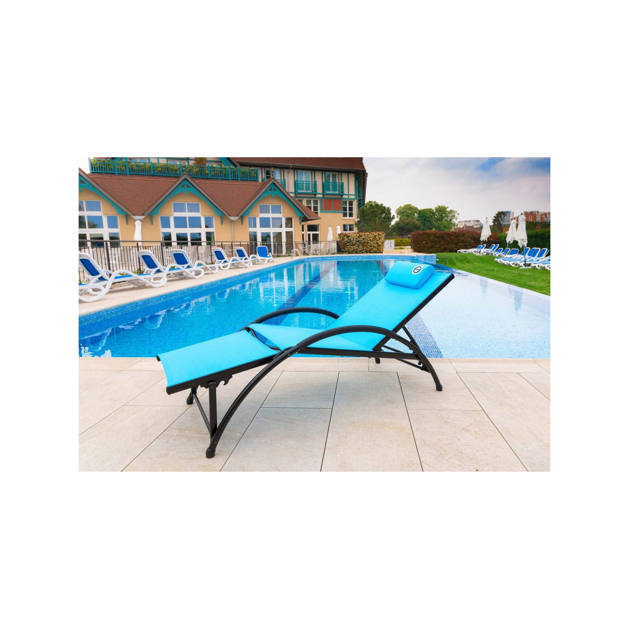 Lettino pieghevole - O'Colors - Blu - Poggiatesta incluso