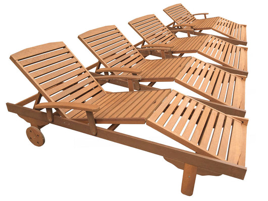 Set di 4 lettini pieghevoli in legno esotico SINGAPOUR - Maple - Marrone chiaro