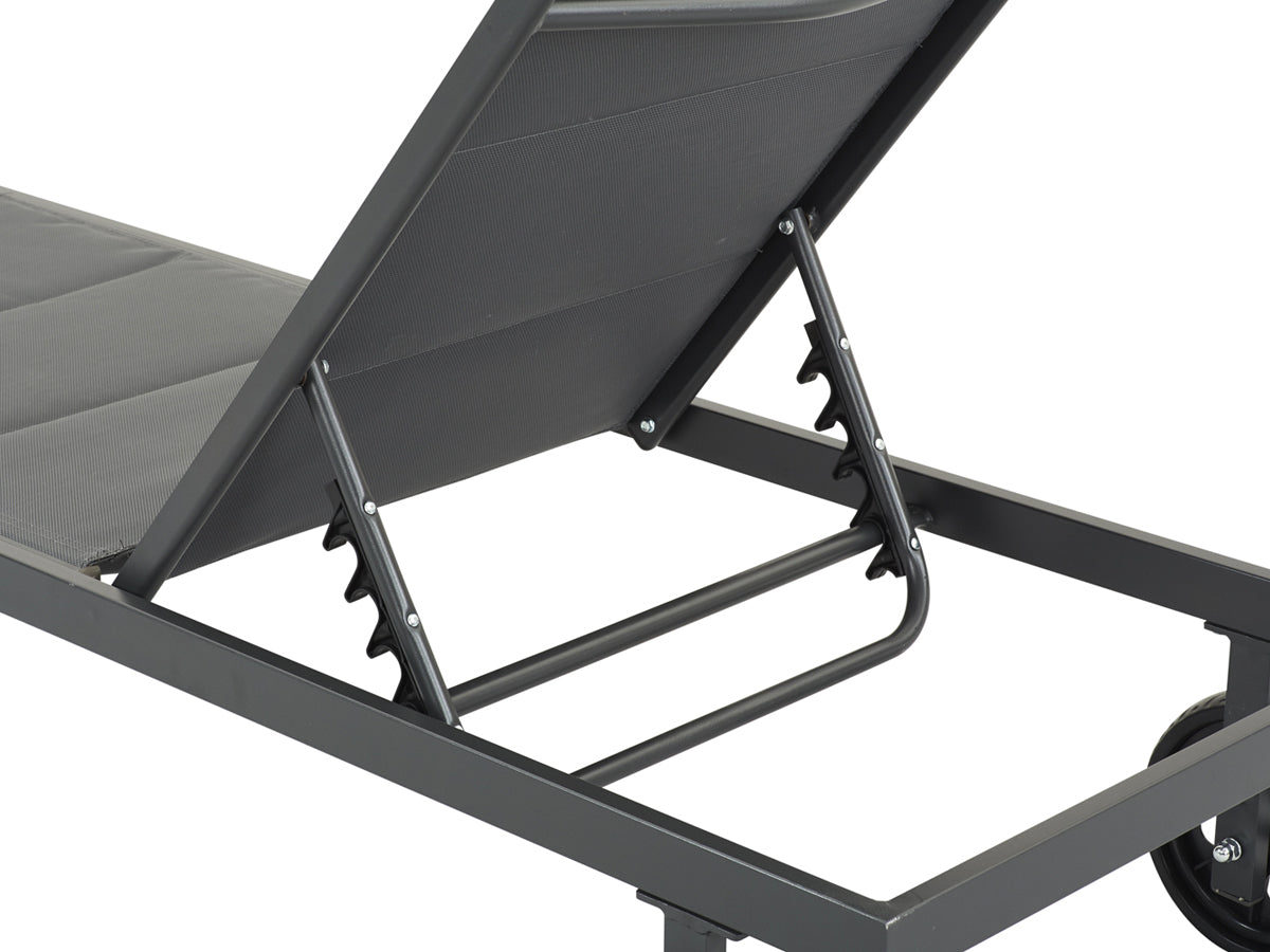 Sdraio trapuntato in textilene e alluminio "Bella" - Phoenix - Grigio scuro