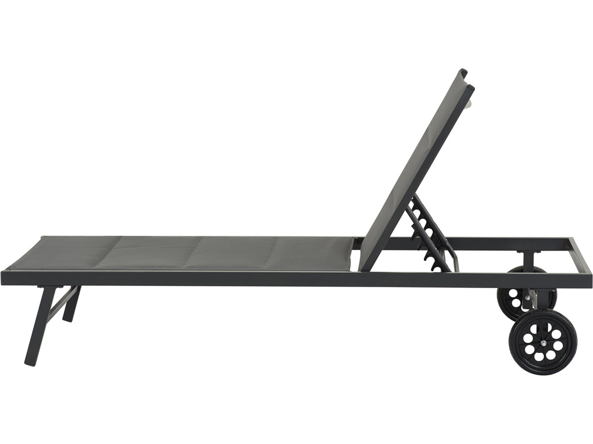 Sdraio trapuntato in textilene e alluminio "Bella" - Phoenix - Grigio scuro