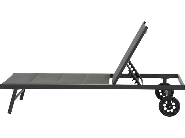 Sdraio trapuntato in textilene e alluminio "Bella" - Phoenix - Grigio scuro