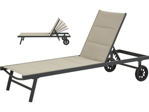 Lettino trapuntato in textilene e alluminio "Bella" - Phoenix - Taupe