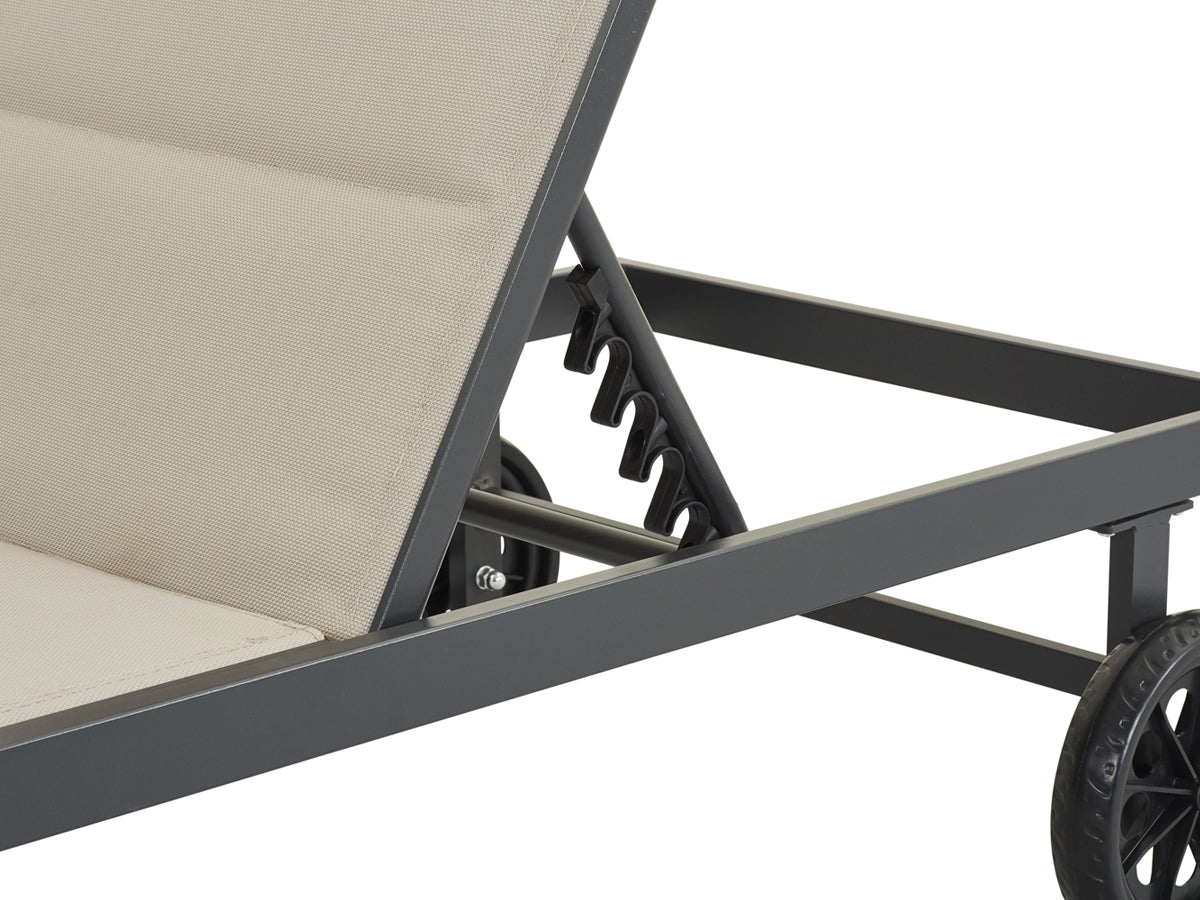 Lettino trapuntato in textilene e alluminio "Bella" - Phoenix - Taupe