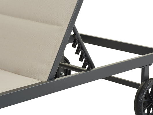 Lettino trapuntato in textilene e alluminio "Bella" - Phoenix - Taupe