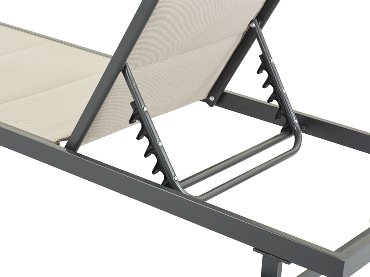 Lettino trapuntato in textilene e alluminio "Bella" - Phoenix - Taupe